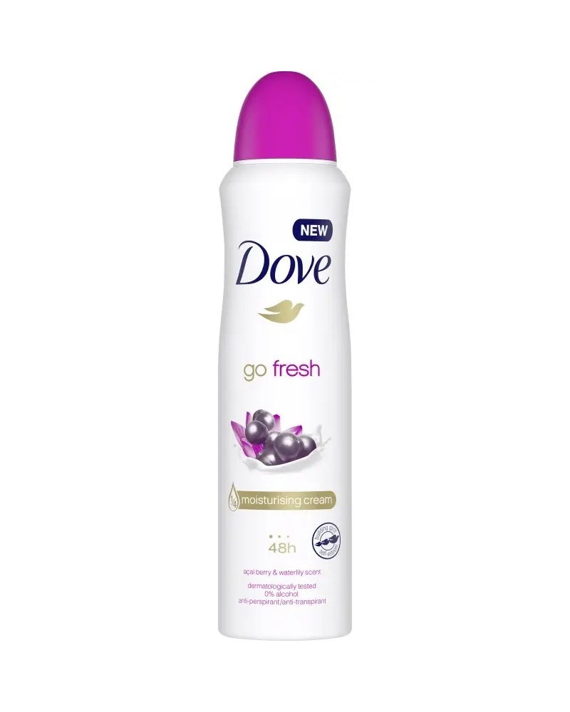 DOVE DEO 150 ML GO FRESH ACAI BERRY & WATERLILY SCENT 0% ALCOHOL