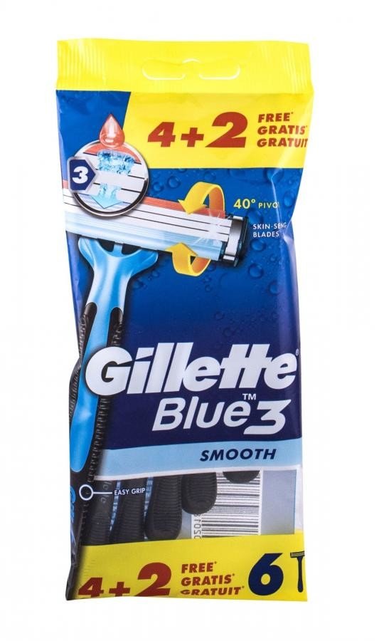 GILLETTE BLUE 3 SMOOTH - 4+2 KS JEDNÁROZOVÉ ZILETKY