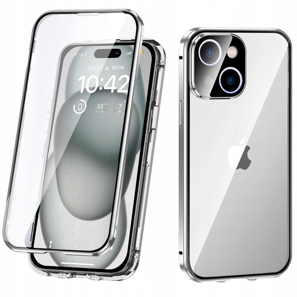 Magnetické pouzdro s rychlým Dual Glass pro iPhone 15 Plus, kompletní ochrana, case