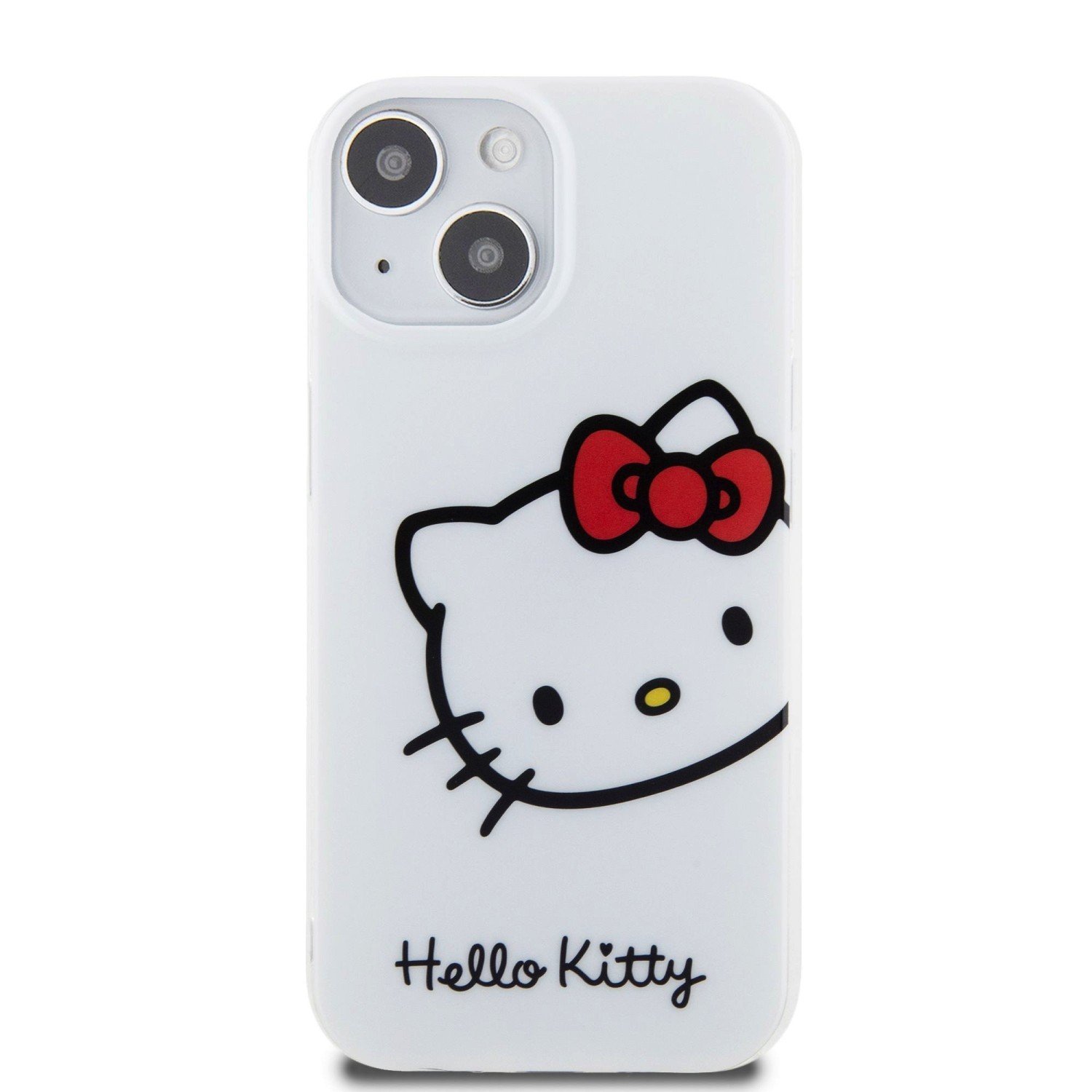 Zadní kryt Hello Kitty IML Head Logo pro Apple iPhone 15, bílá
