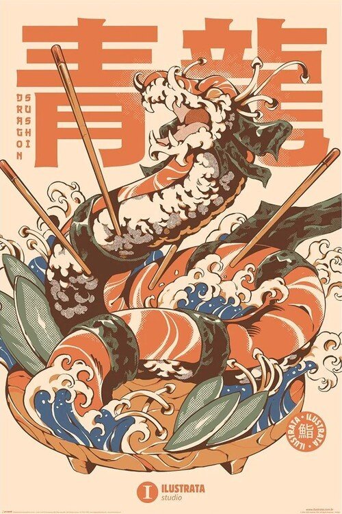 PYRAMID Plakát, Obraz - Ilustrata - Dragon Sushi, (61 x 91.5 cm)