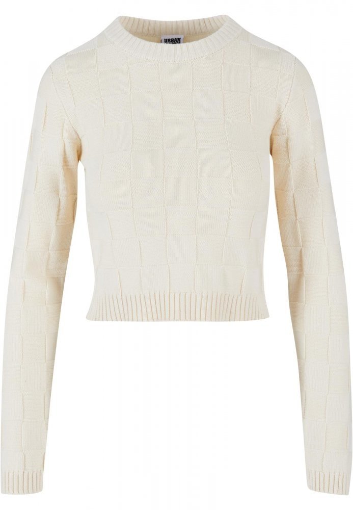 Ladies Check Knit Sweater - sand 3XL