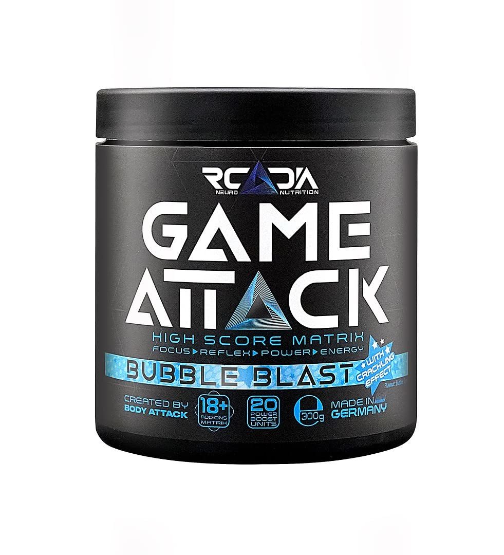 Body Attack Game Attack 300 g, stimulační směs pro zlepšení kognitivních funkcí, Bubble Blast