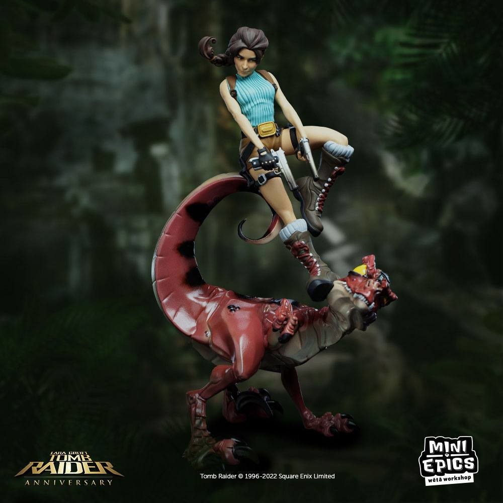 Weta | Tomb Raider - Mini Epics Vinyl Figure Lara Croft & Raptor 24 cm