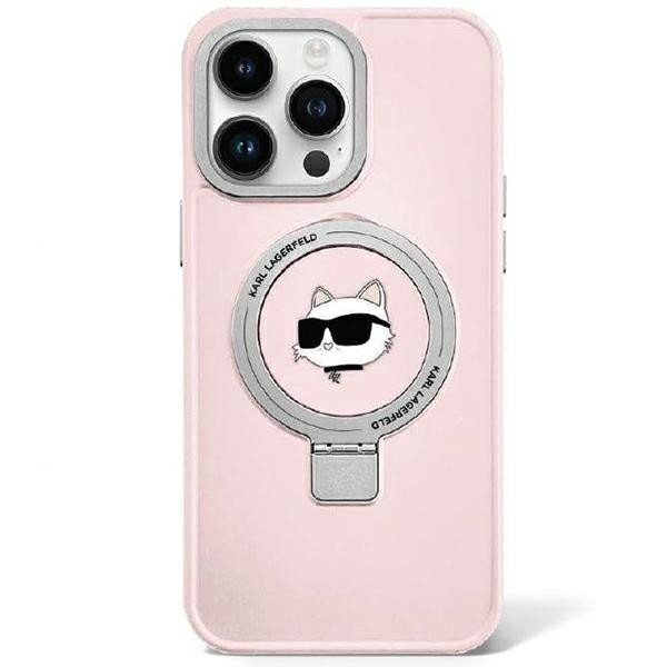 Originální pouzdro KARL LAGERFELD Ring Stand Choupette Head MagSafe KLHMP15XHMRSCHP pro Iphone 15 Pro Max Pink