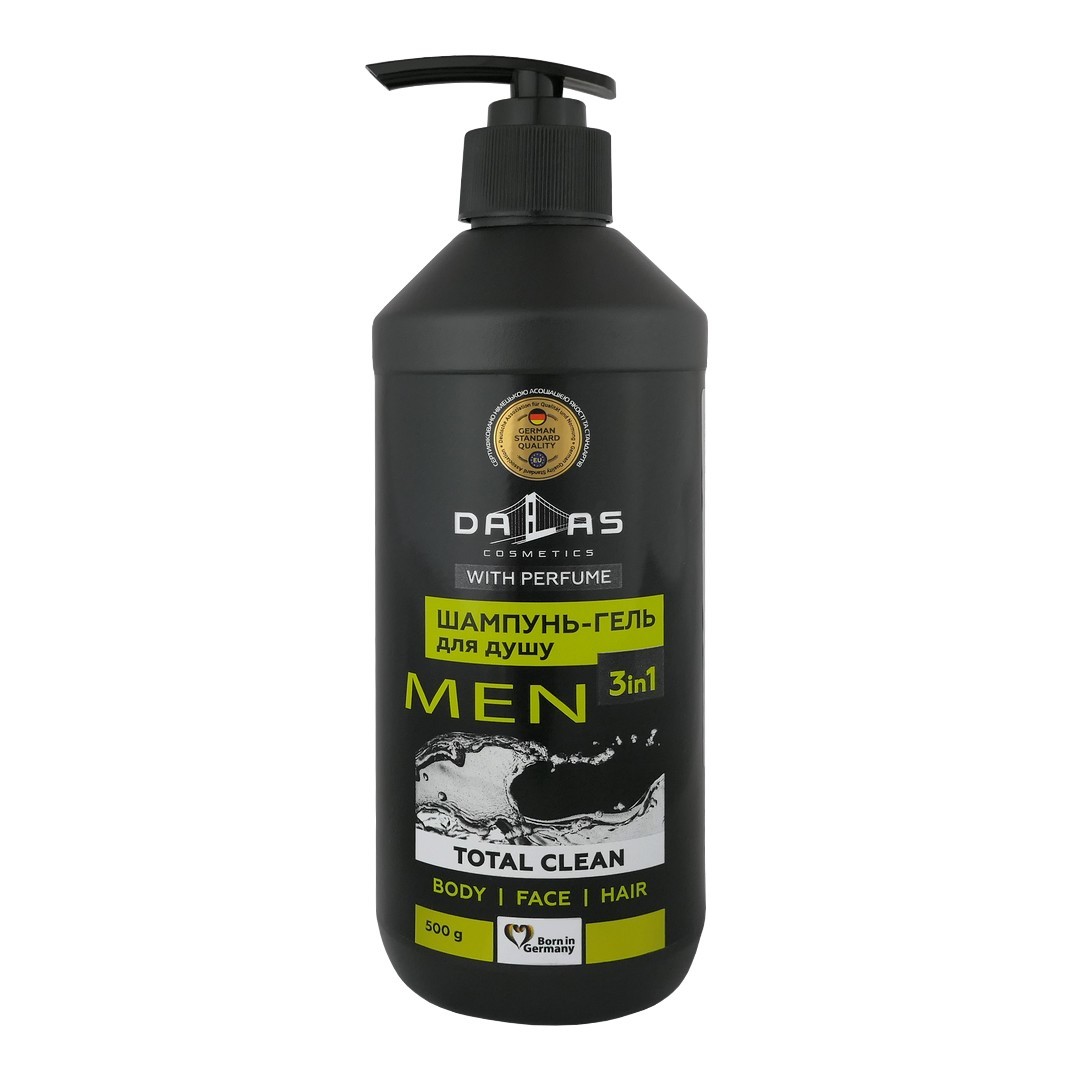 2K (DE+UA) DALAS WITH PERFUME TOTAL CLEAN MEN 3in1 Pánský šampon a sprchový gel 500g