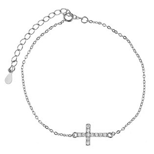 Šperky4U Stříbrný náramek s křížkem, délka 21 cm - ZB86556