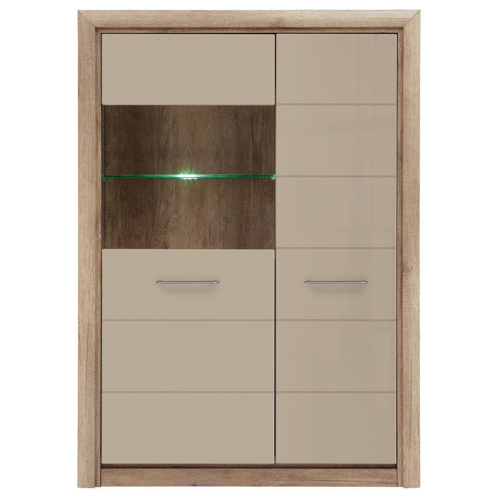 KOMODA, barvy dubu, pískové barvy, 98,5/138/40 cm