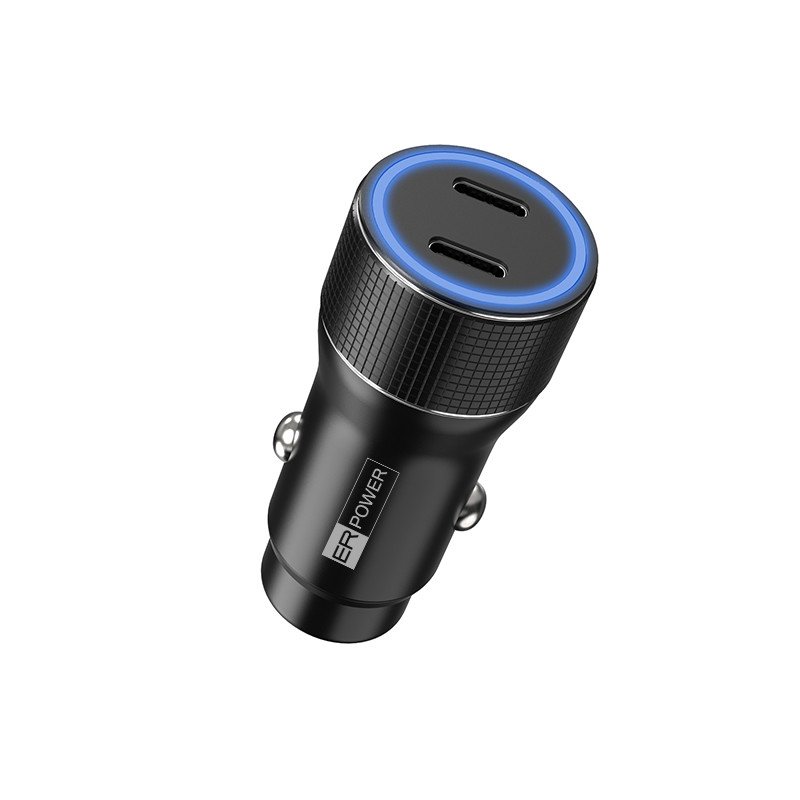 ER POWER 40W USB-C PD+QC 3.0 kovová autonabíječka