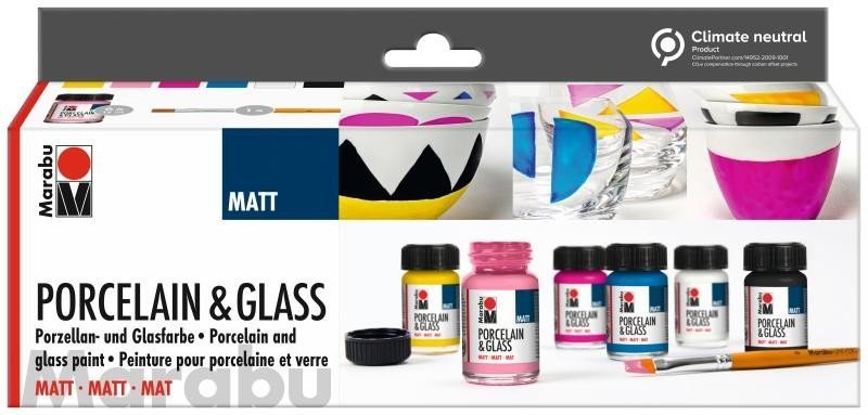 Marabu Porcelain & Glass starter set - Matt 6 x 15ml