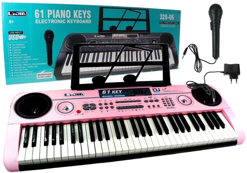mamido Velký keyboard pro holky - mikrofon a USB vstup