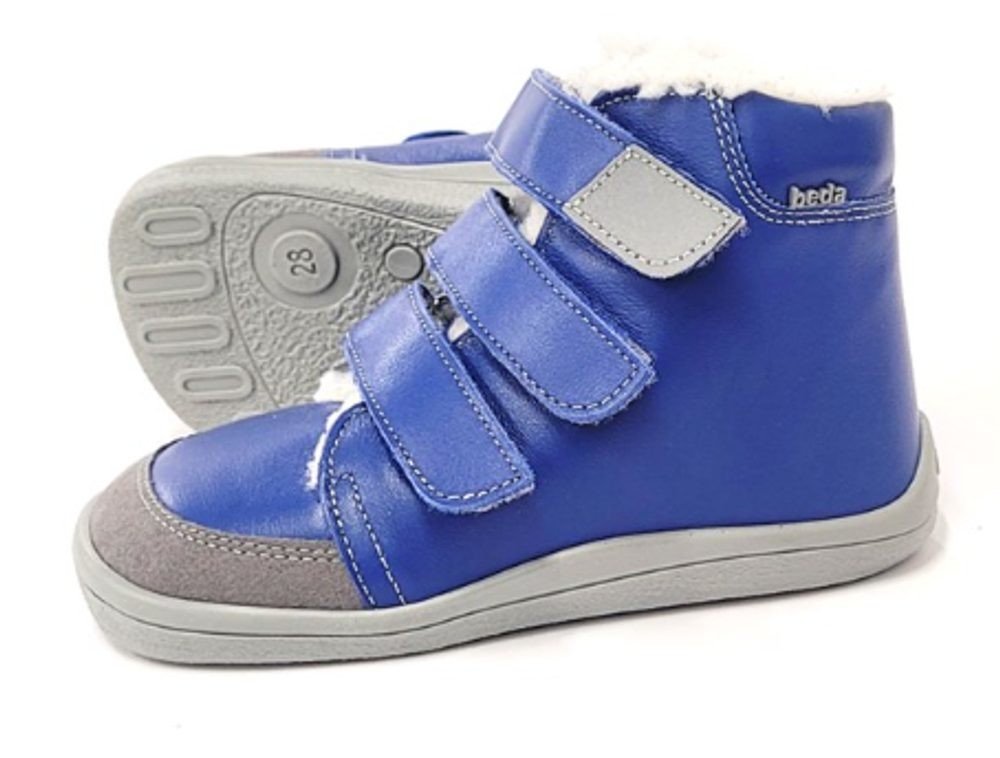 BEDA ZIMNÍ VYŠŠÍ MATT Blue | Dětské zimní zateplené barefoot boty - 25