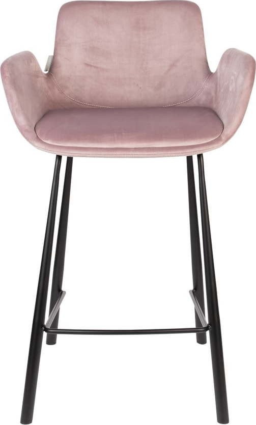 Světle růžové sametové barové židle v sadě 2 ks 91,5 cm Brit – Zuiver