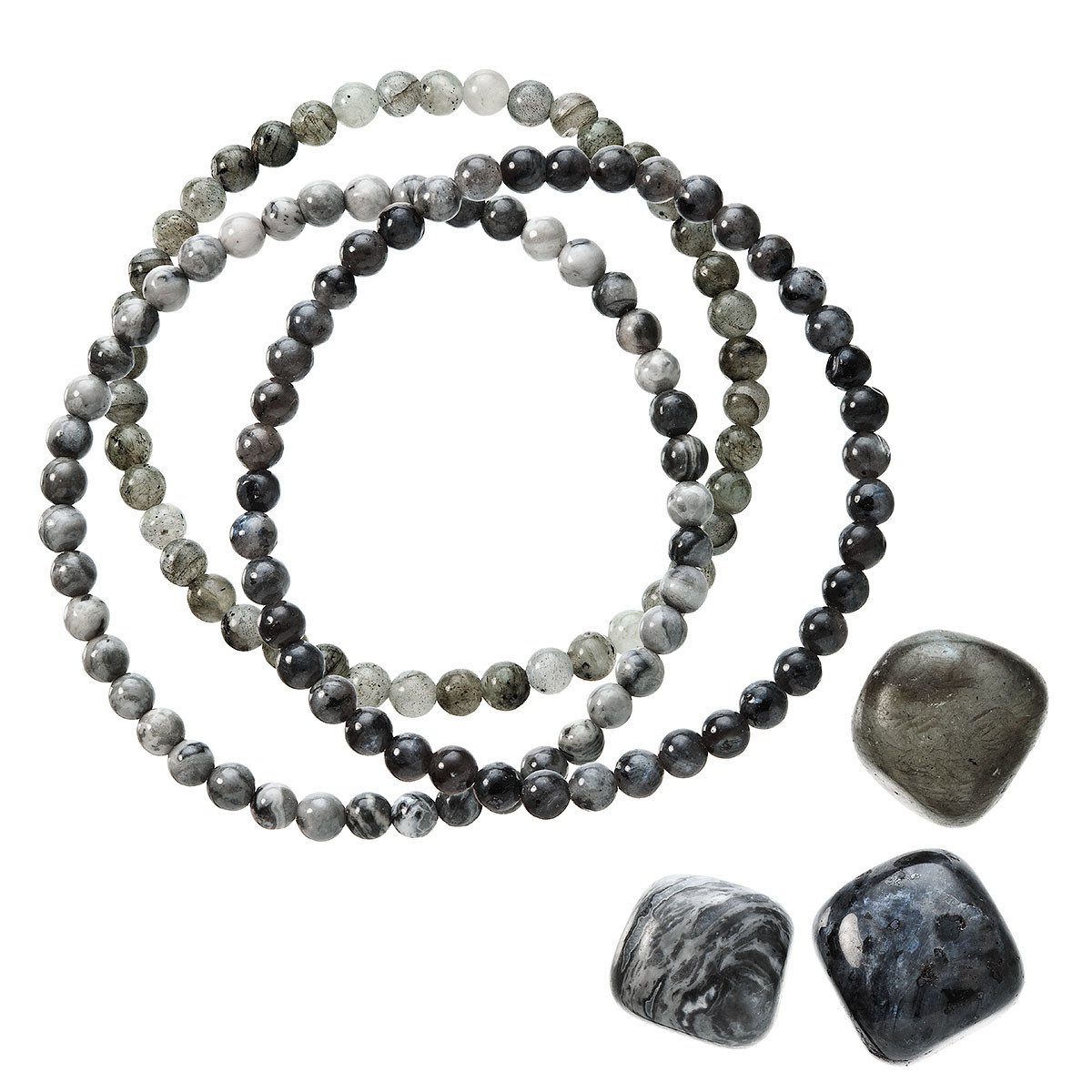 Evolution Group Náramky s minerálními kameny labradorite, jaspis 43043.3 černý