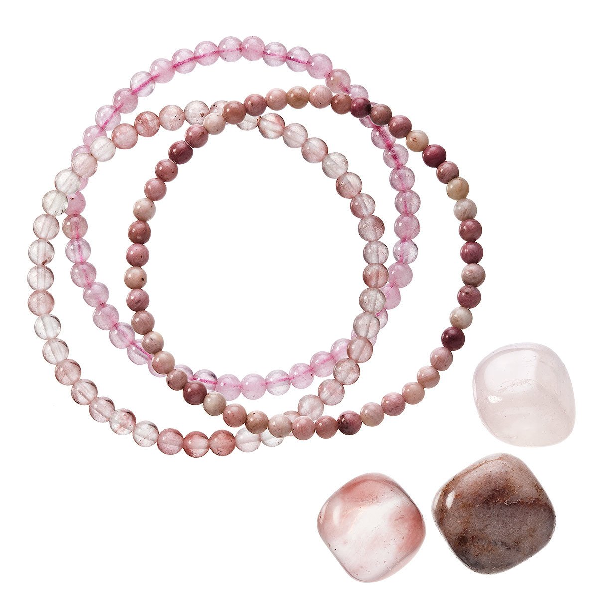 Evolution Group Náramky s minerálními kameny růženín, tourmaline, rodochrozit 43043.3 růžový