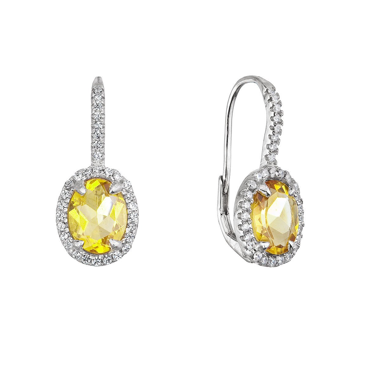 Evolution Group Stříbrné náušnice luxusní s pravými minerálními kameny žluté 11492.3 citrine