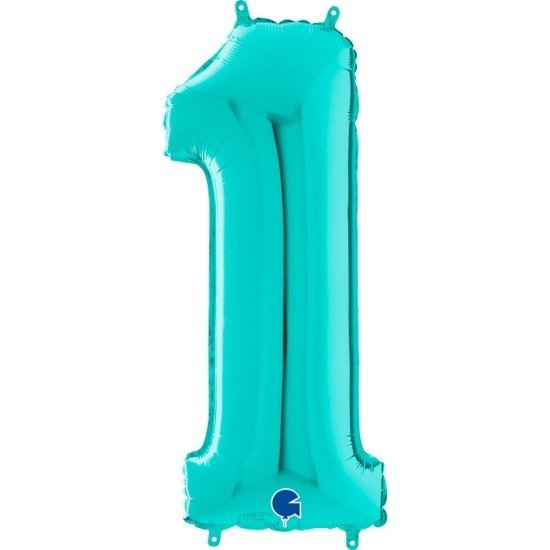 Grabo Balloons Fóliový balónek 66 cm - číslice 1 - modrá tiffany - W261701Ti-P