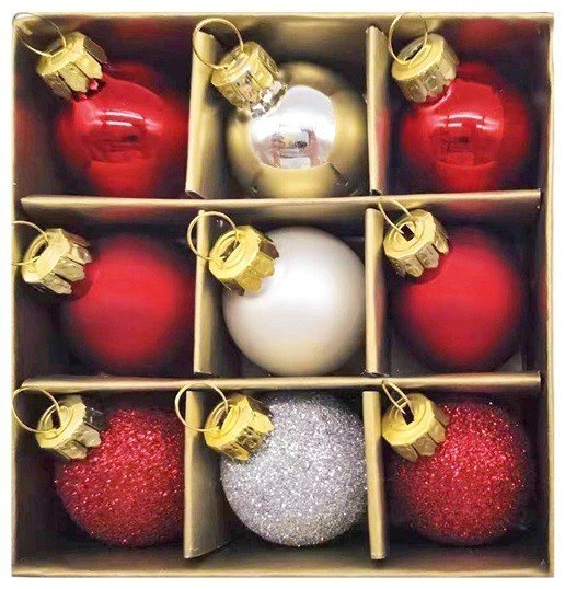 Anděl Sada skleněných baněk - 3 cm - mix povrchů - 9 ks v balení - 19069