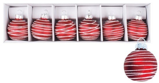 Anděl Sada skleněných baněk - 4 cm - bílý glitr - 6 ks v balení - 19070