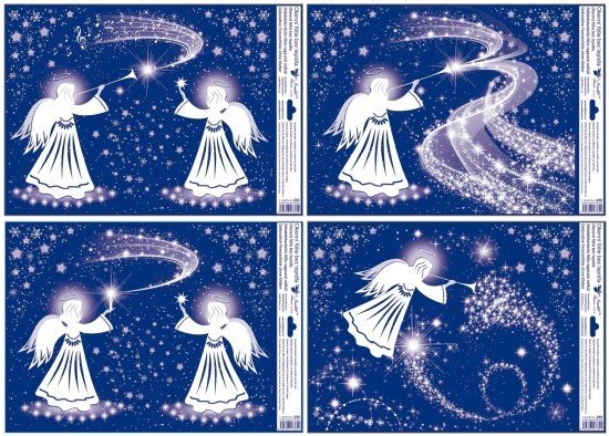Okenní fólie s glitry - anděl - 30 x 42 cm - 255