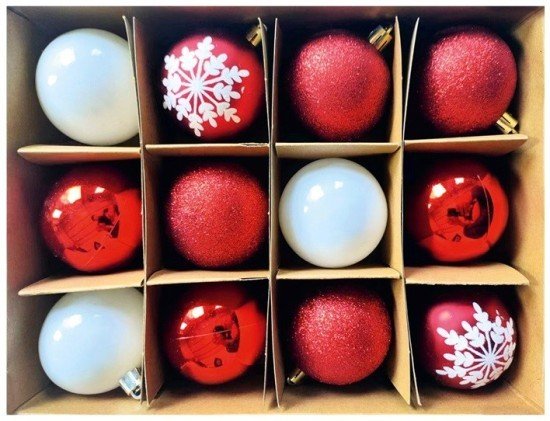 Anděl Sada plastových baněk - 6 cm - červené - 12 ks v krabičce - 4720