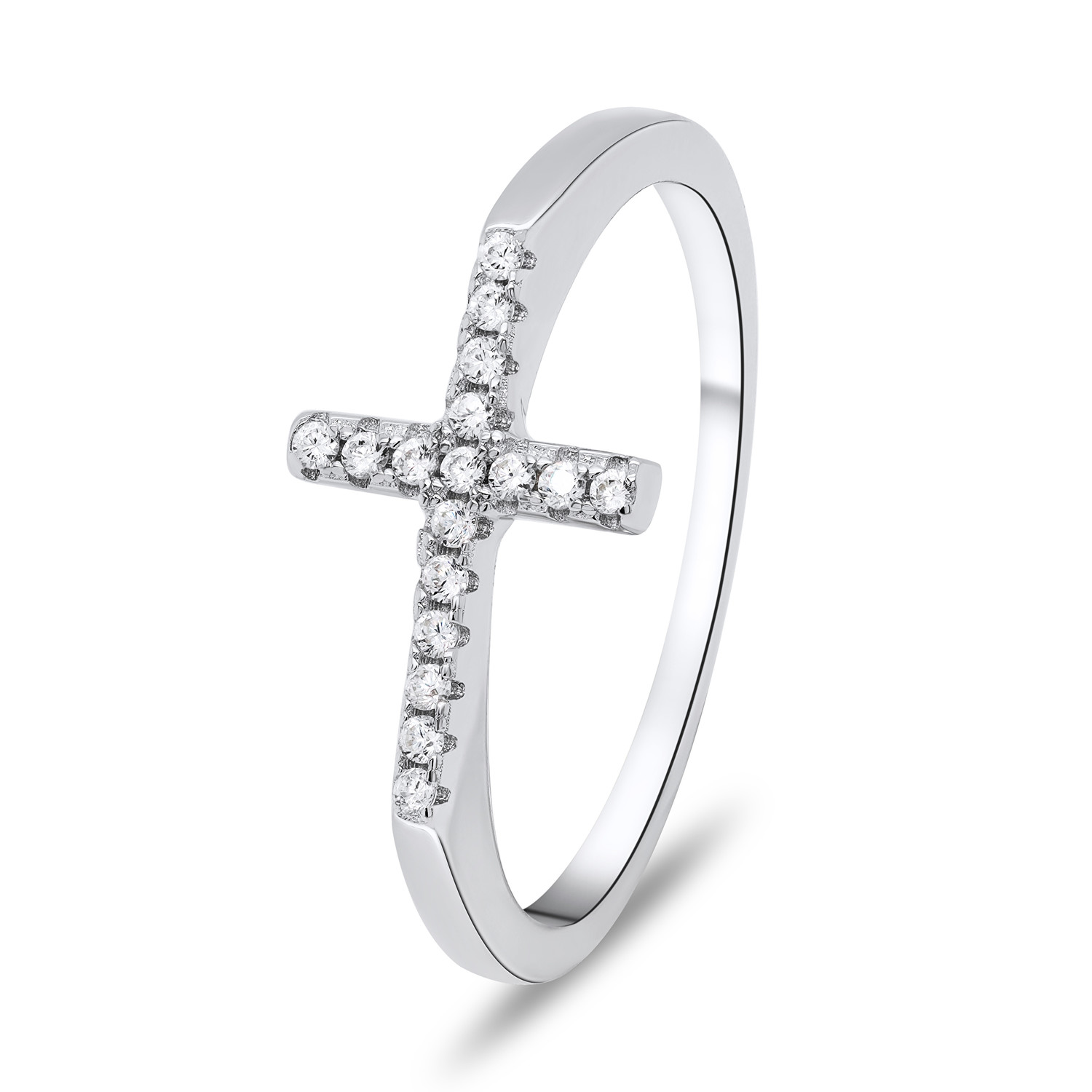 Brilio Silver Blýštivý dámský prsten s čirými zirkony RI017W 58 mm
