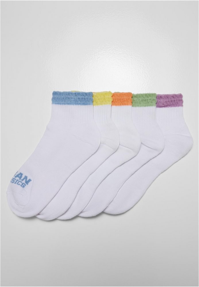 Colored Lace Cuff Socks 5-Pack - summercolor 35-38