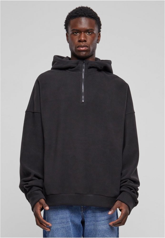 Oversized Polar Fleece Half Zip Hoody - black 3XL