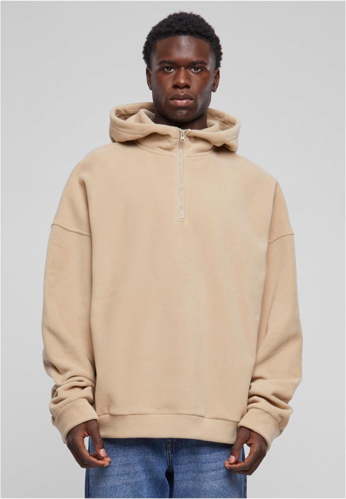 Oversized Polar Fleece Half Zip Hoody - wetsand 3XL