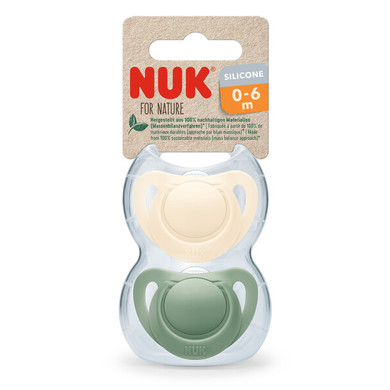 NUK Dudlík pro Nature silikonový 0-6 měsíců zelený / krémový 2-pack