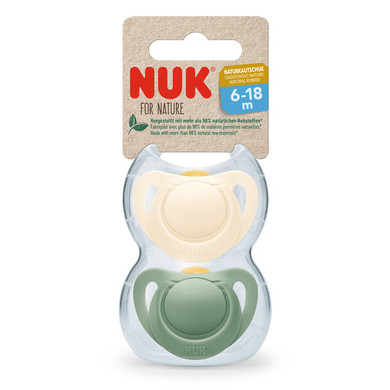 NUK Dudlík pro Nature Latex 6-18 měsíců zelený / krémový 2-pack