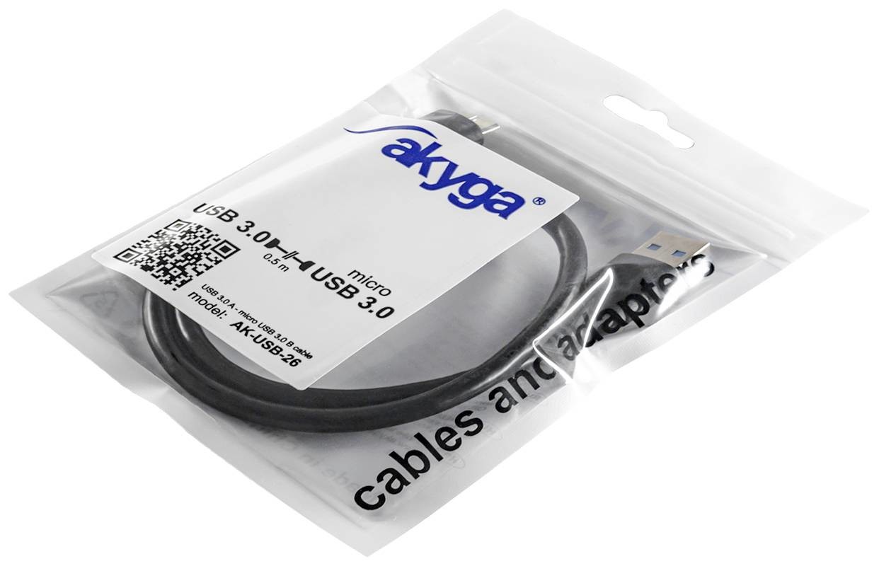 Akyga USB kabel USB-A zástrčka, USB Micro-B 3.0 zástrčka 0.50 m černá AK-USB-26