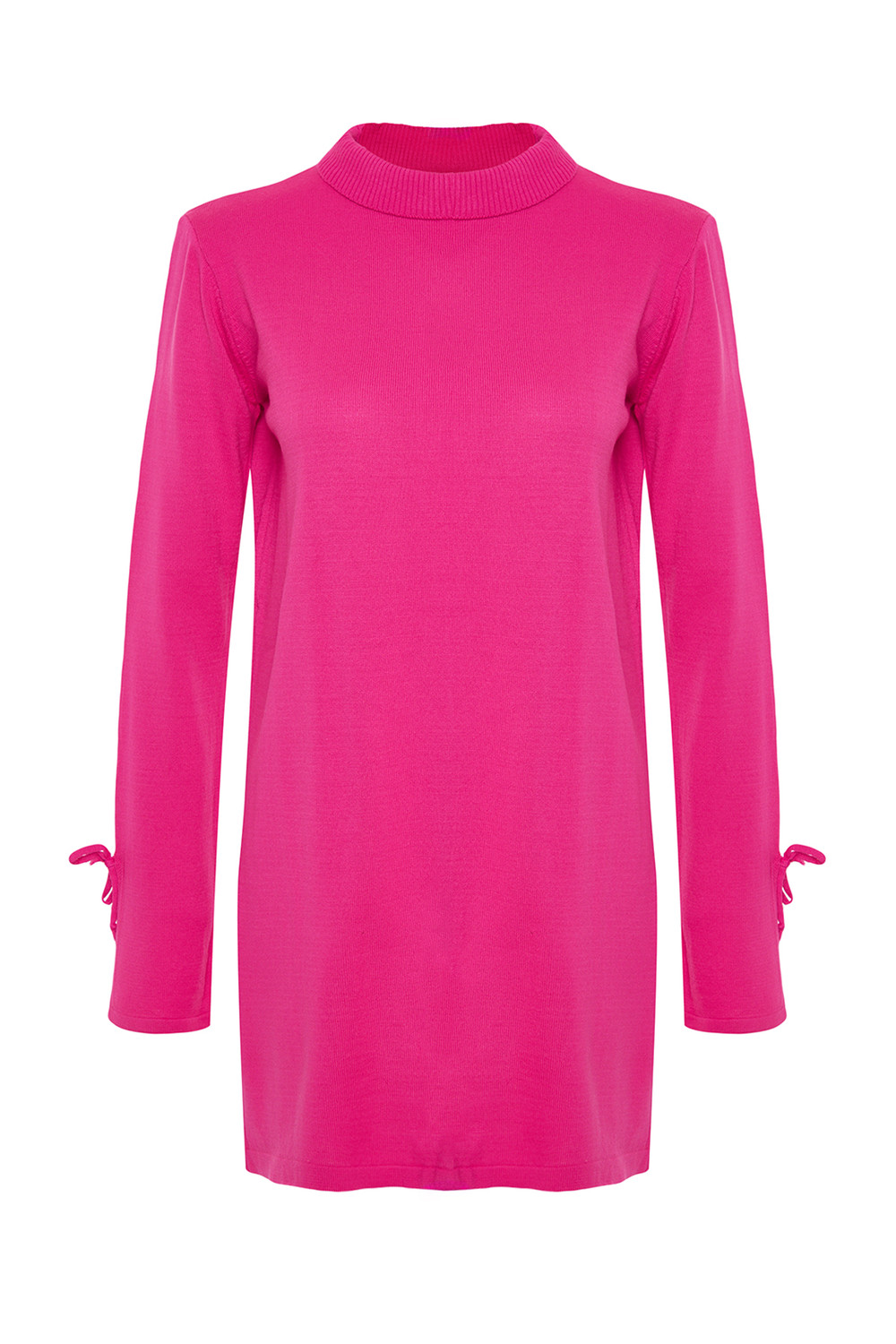 Trendyol Pink Stand-Up Collar Knitwear Sweater with Binding Detailed Sleeves