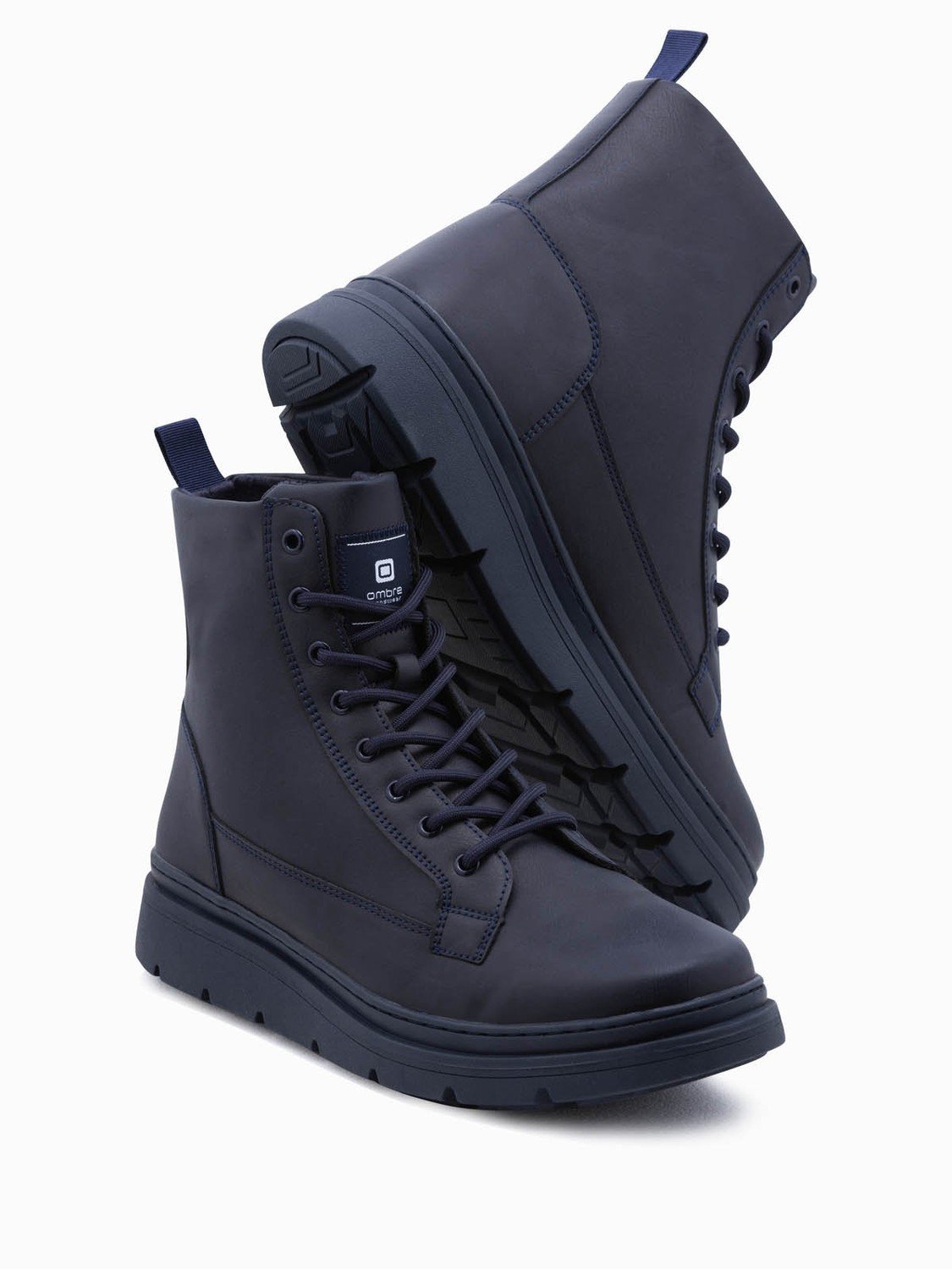 Ombre Men's winter lace-up boots with higher upper - dark blue