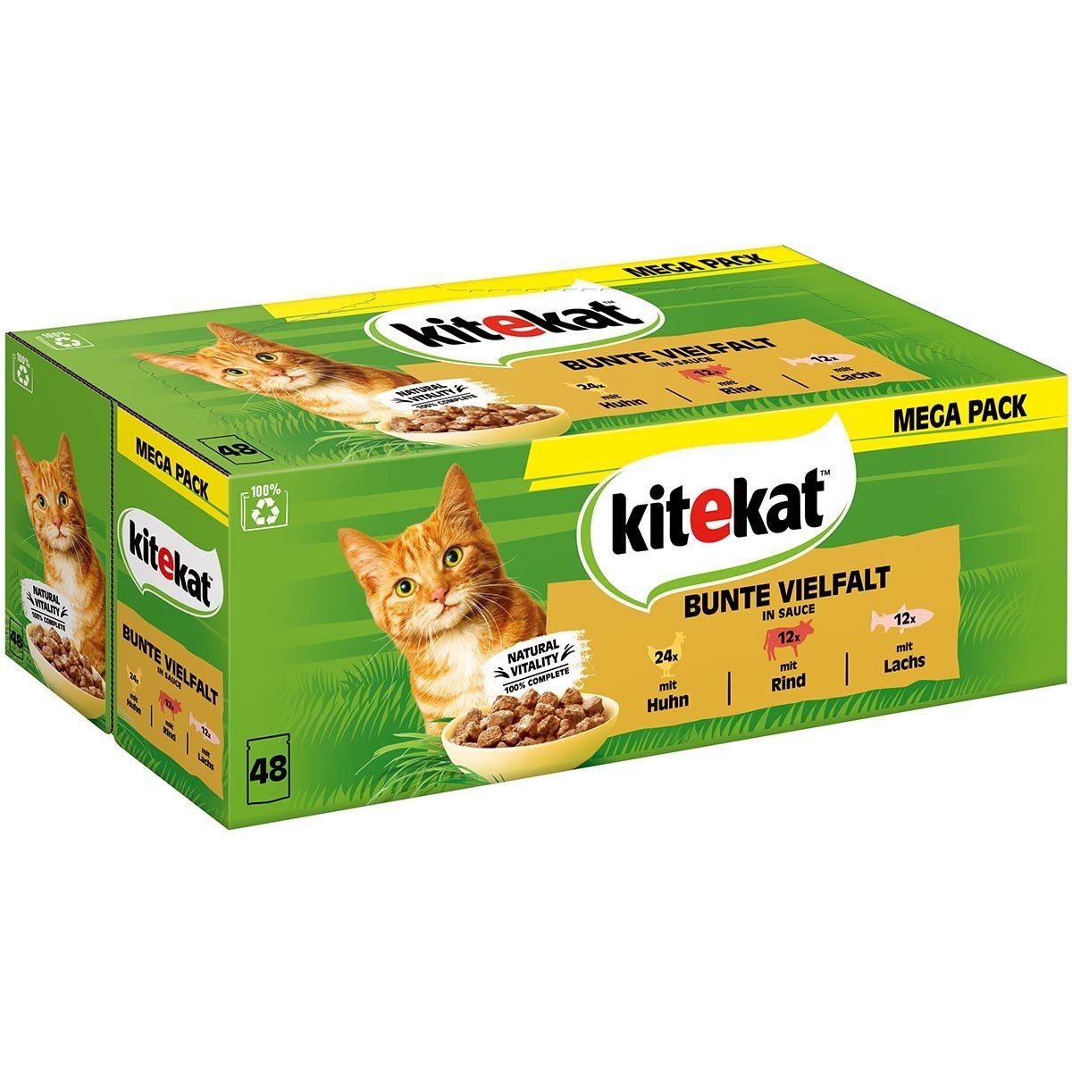 Kitekat barevný mix v omáčce 48 x 100 g  - Pestrá čtveřice v omáčce