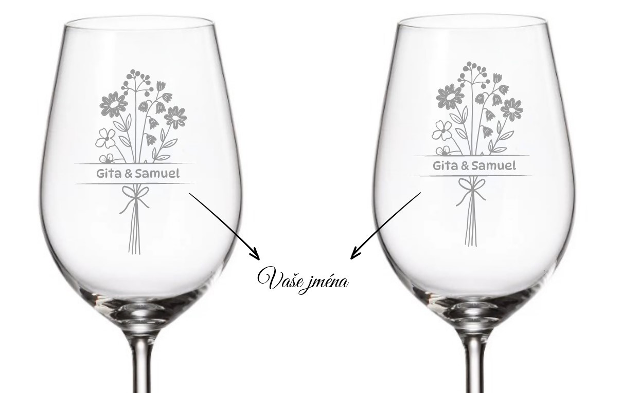 Crystalite Bohemia Svatební skleničky na bílé víno LÚČNÍ KVÍTÍ