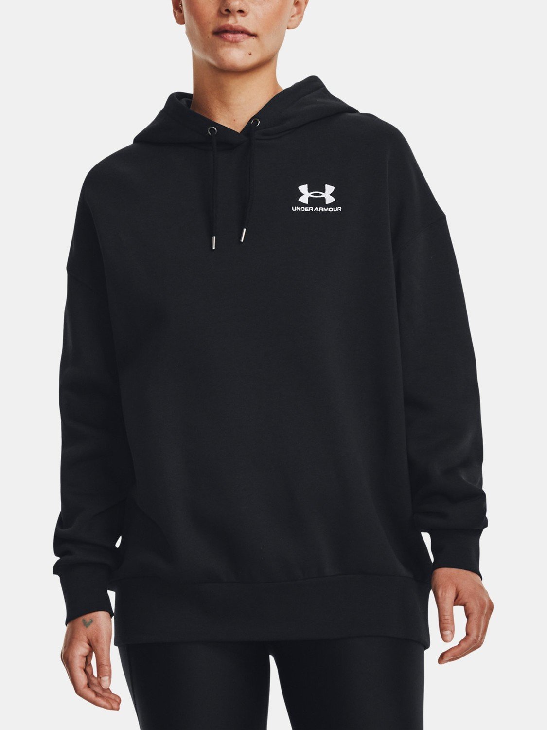 Under Armour Mikina Essential Flc OS Hoodie-BLK - Dámské