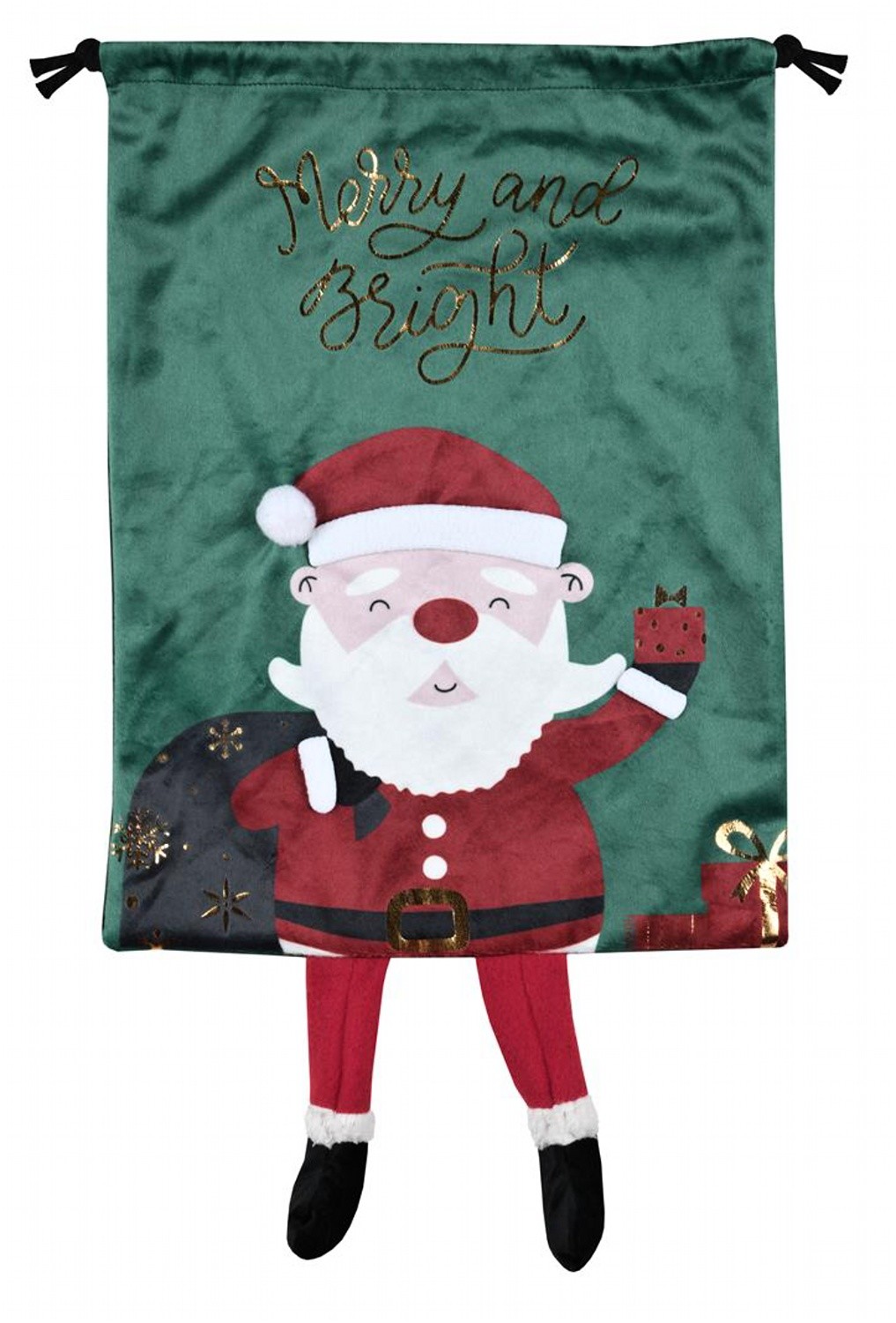 Vánoční dárkový sáček s 3D aplikací s motivem Santy 30x40 cm France