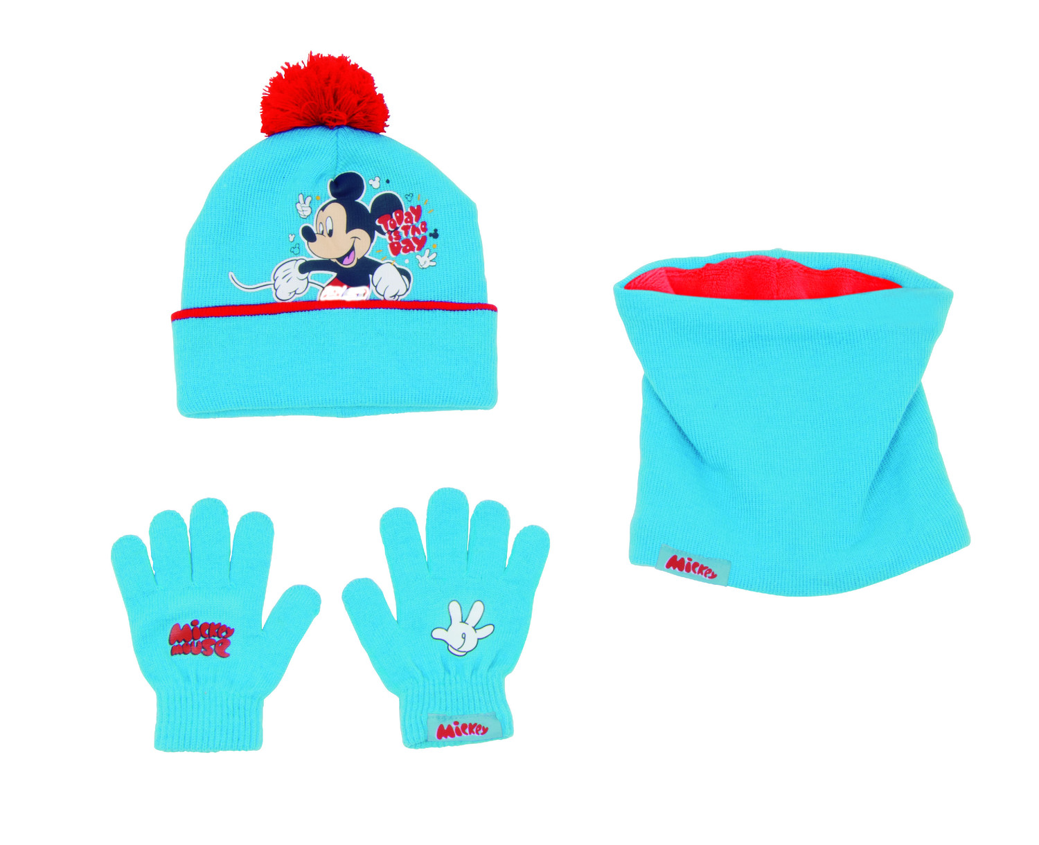 Disney Dětský set čepice/nákrčník/rukavice 44/46 Mickey Mouse 