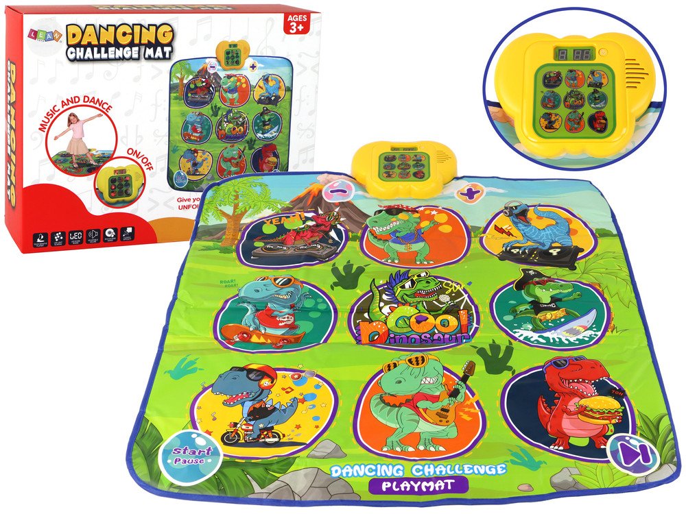 mamido Taneční podložka s motivy dinosaurů 90cm x 86cm