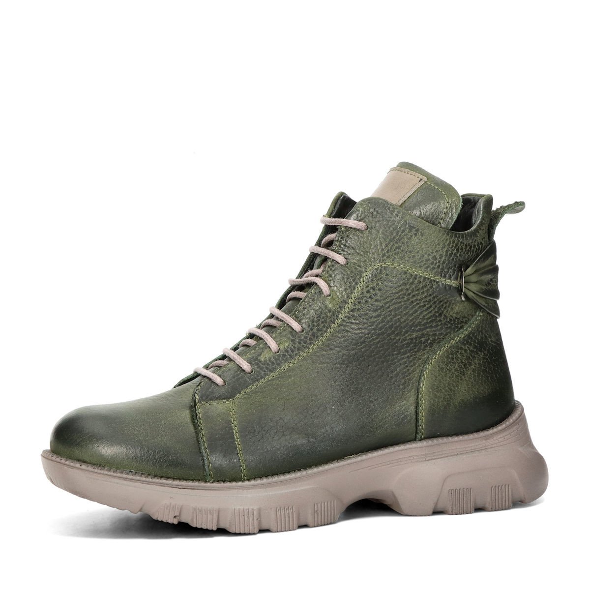 Robel dámské kožené kotníkové boty na zip - zelené - 36