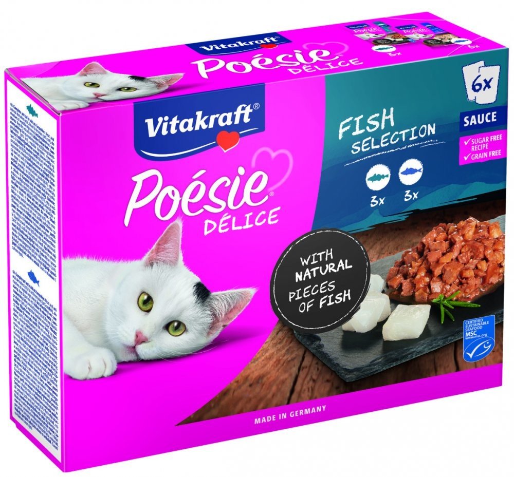 VITAKRAFT POESÍ DELICE MULTIPACK VARIANTA RYBA 6X85 G, 2439401