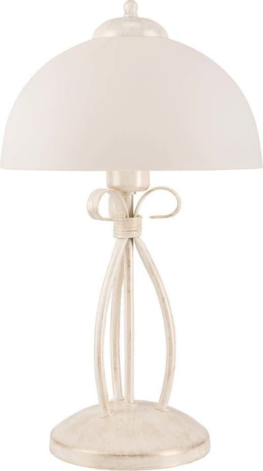 Bílá stolní lampa se skleněným stínidlem, výška 43 cm Adelle – LAMKUR