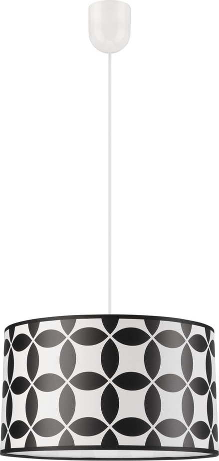 Černobílé závěsné svítidlo s textilním stínidlem ø 35 cm Print – LAMKUR