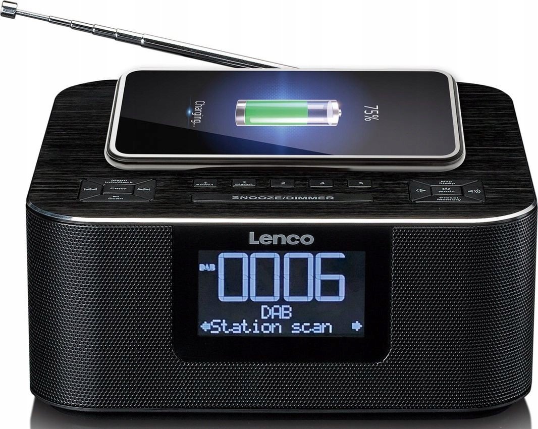 Radiobudík Lenco CR-650BK Usb Sd Qi Aux Bluetooth Indukční Nabíjení