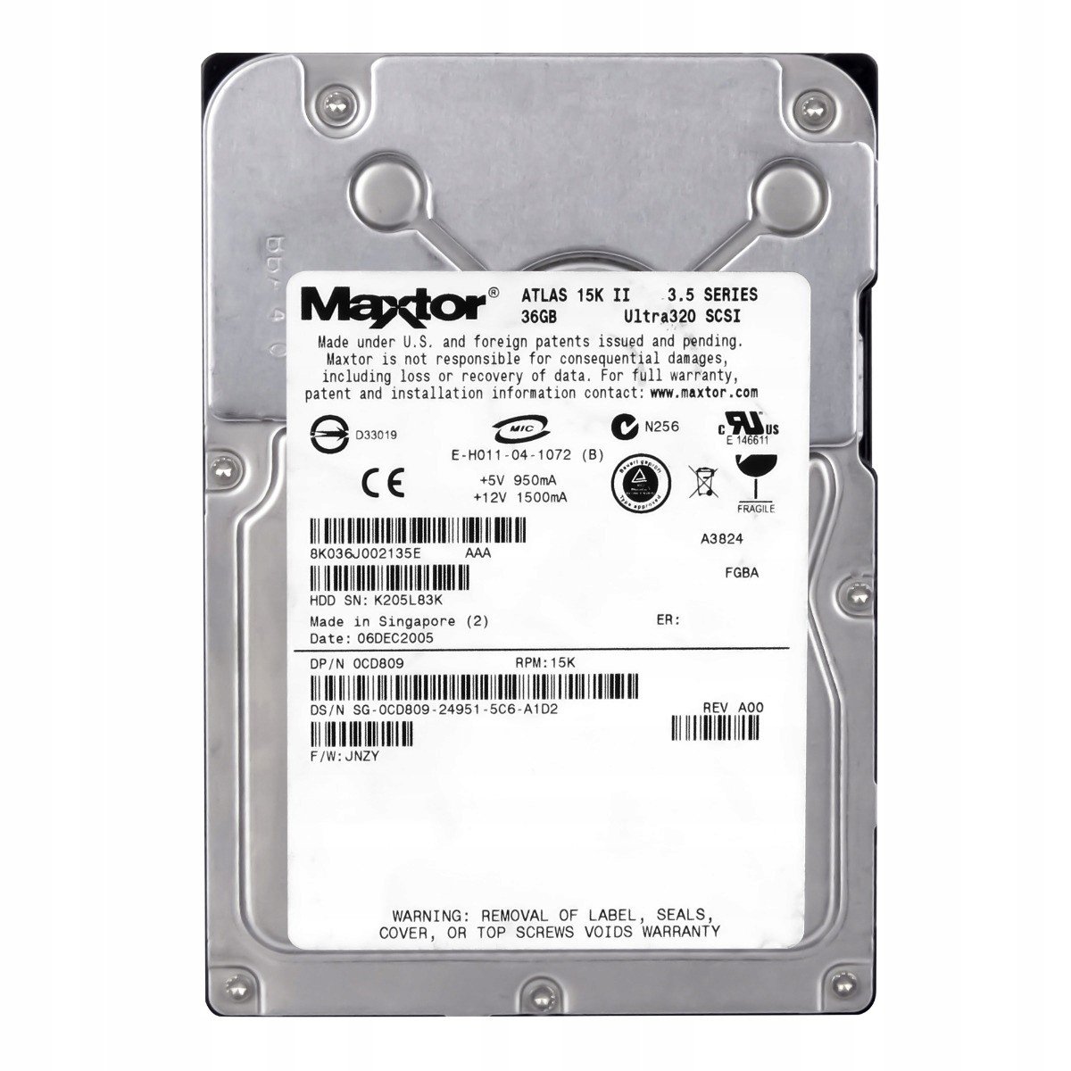 Dell 0CD809 36GB 15K 8MB Scsi U320 3,5'' 8K036J0