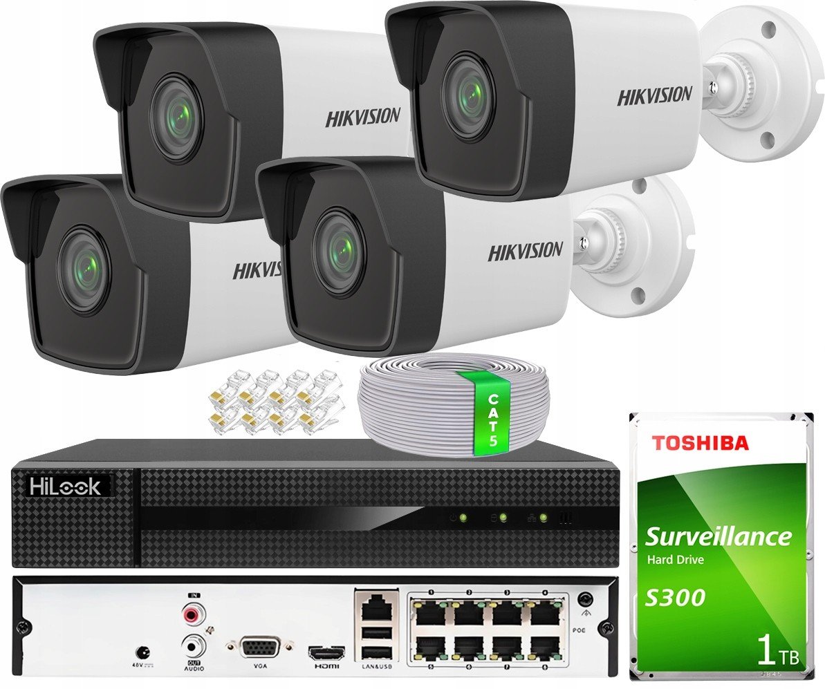 Ip monitorovací sada Hikvision 4Mpx IR30m kamery pro rozšíření 8x PoE