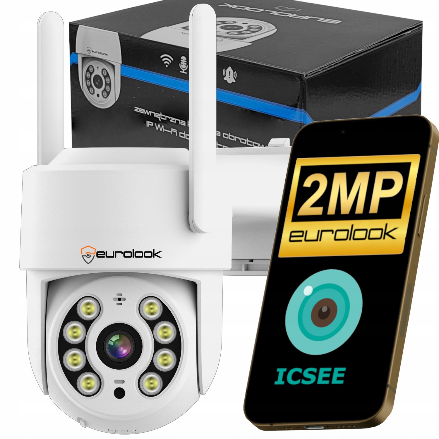 Otočná venkovní kamera WIFi 2MP FullHD Detekce pohybu Snímač pohybu Sd