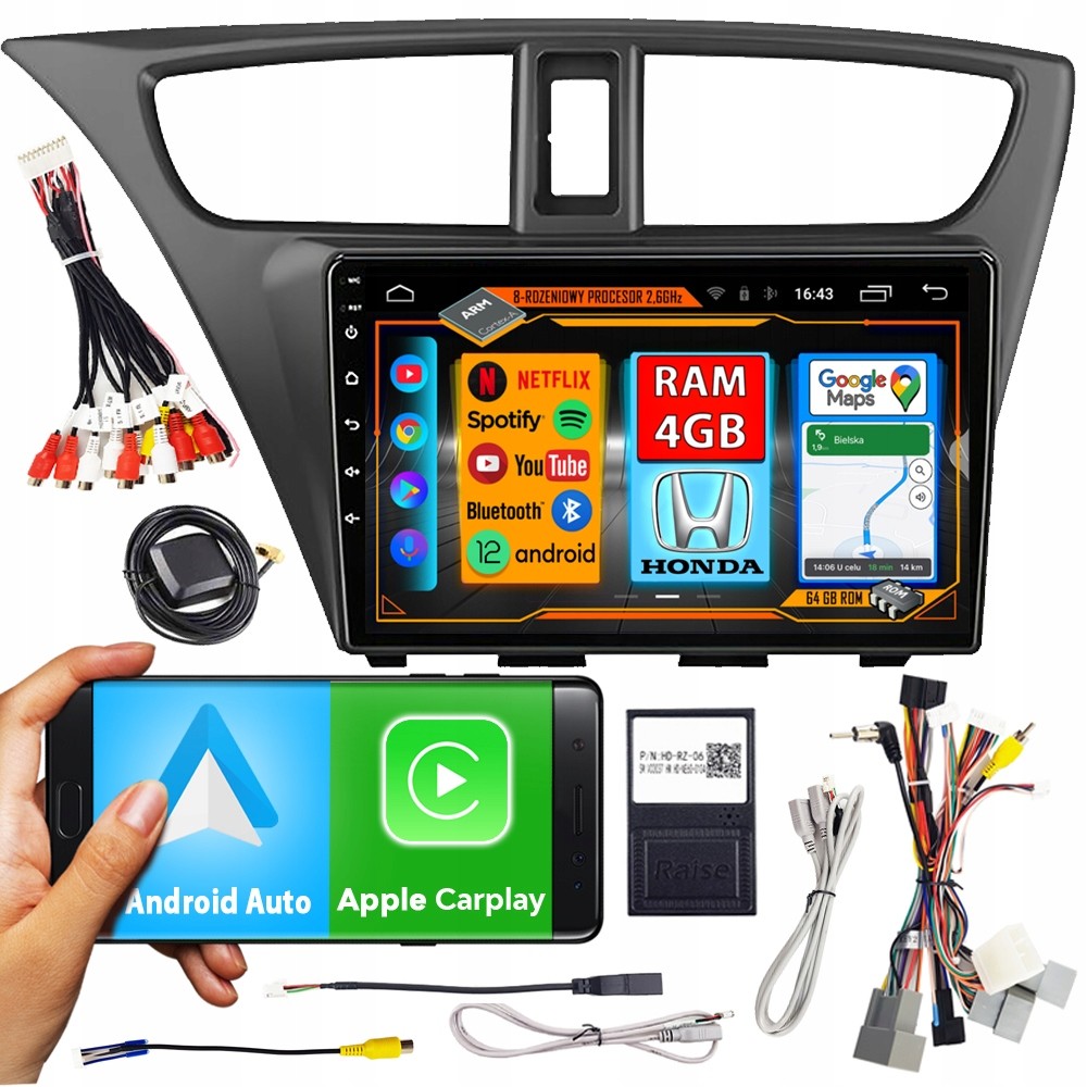 Radio Navigace do auta Honda montáž 2DIN Android Dsp Bt