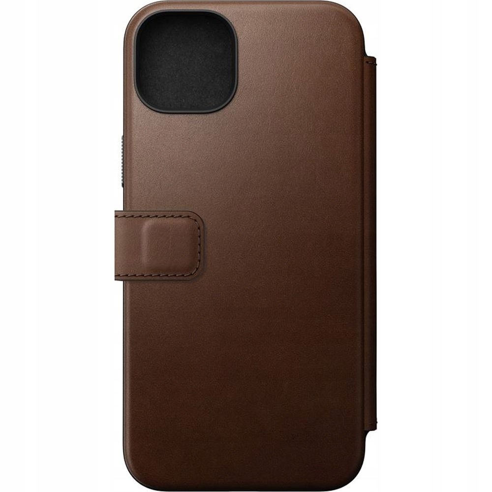 Nomad kožený flipový kryt pro iPhone 15 Plus, case, kryt, MagSafe